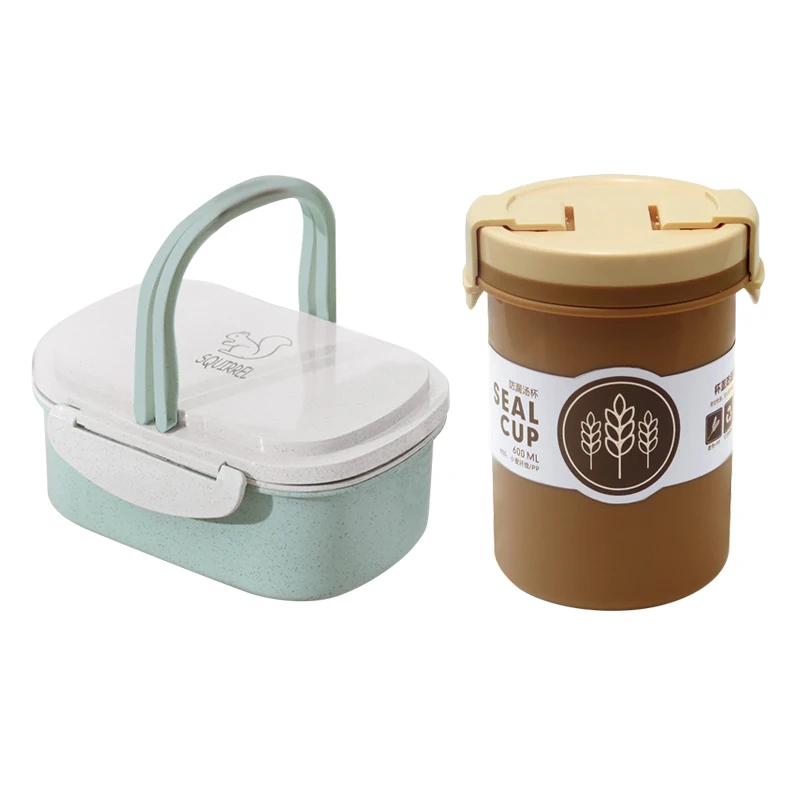 Пшеничная соломенная суповая чашка пластиковая пряжка герметичный Ланч-бокс японские мини-коробки Bento - Цвет: 8