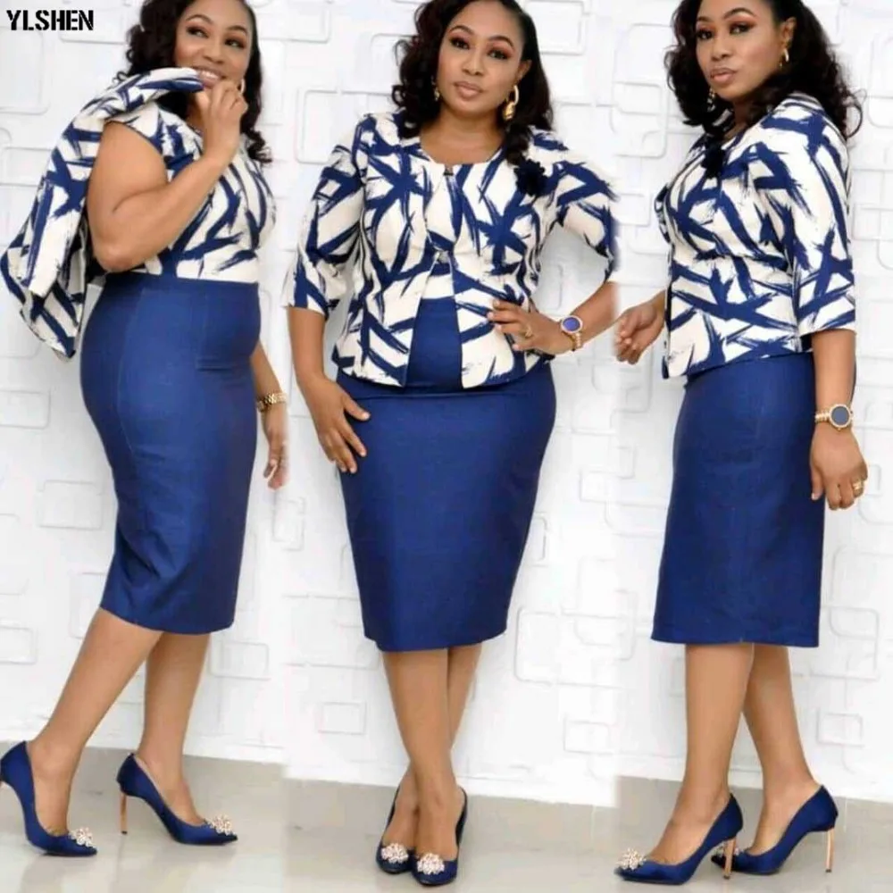African Dresses for Women 2 Piece Suit Dashiki Print African Clothes Elegant Ankara Dress Fashion Robe Africaine Ropa Mujer 2019 03