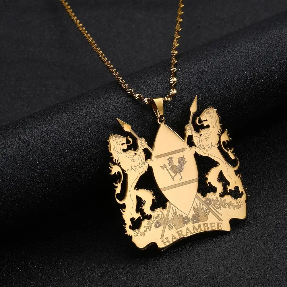 Stainless Steel Kenya Pendant NecklacesFashion Country Map Kenyans