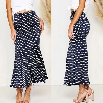 

ZANZEA Summer High Waist Bodycon Skirts Women Stylish Polka Dot Printed Long Skirts Fishtail Skirt Female Party Jupe Vestidos