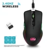 2.4GHz souris de jeu sans fil 6 boutons 1600 DPI souris optiques réglables 7 couleurs lumière respiratoire Rechargeable souris d'ordinateur portable PC ► Photo 1/6