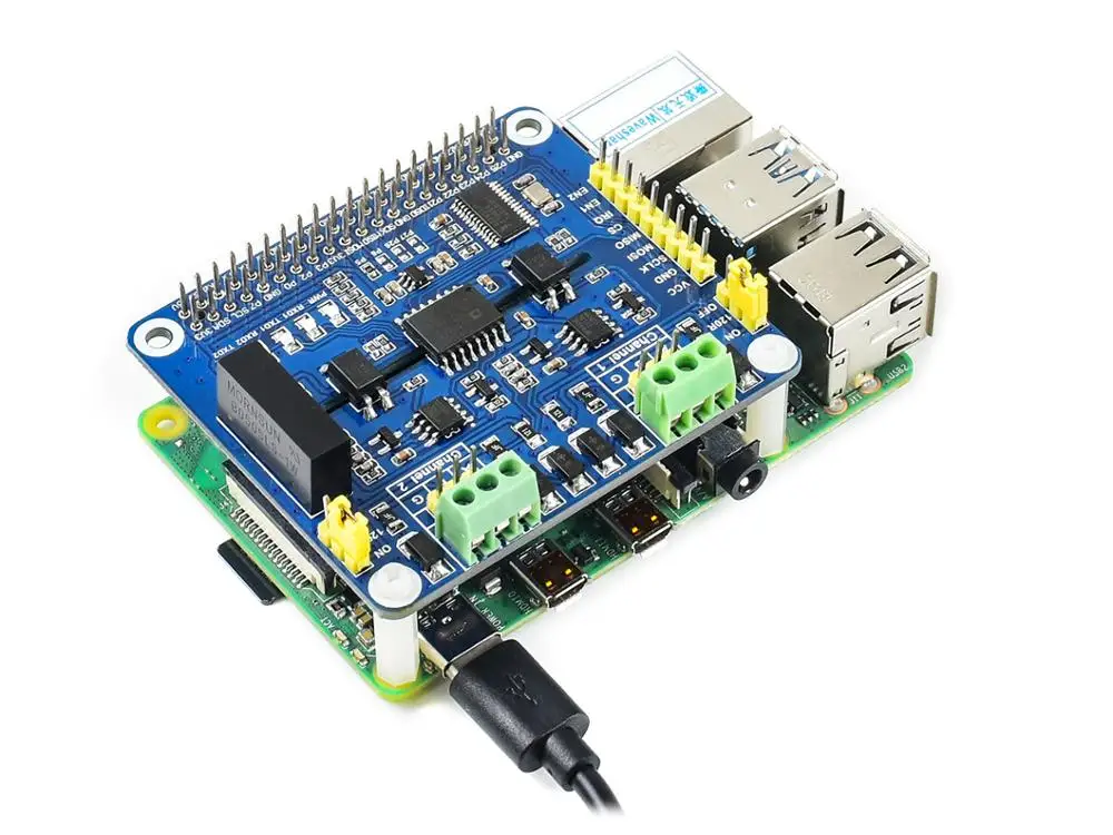 2-изолированный канал RS485 расширения шляпа для Raspberry Pi, SC16IS752+ SP3485 решение, студийной съемки с изображением бортовой ProtectionCircuits