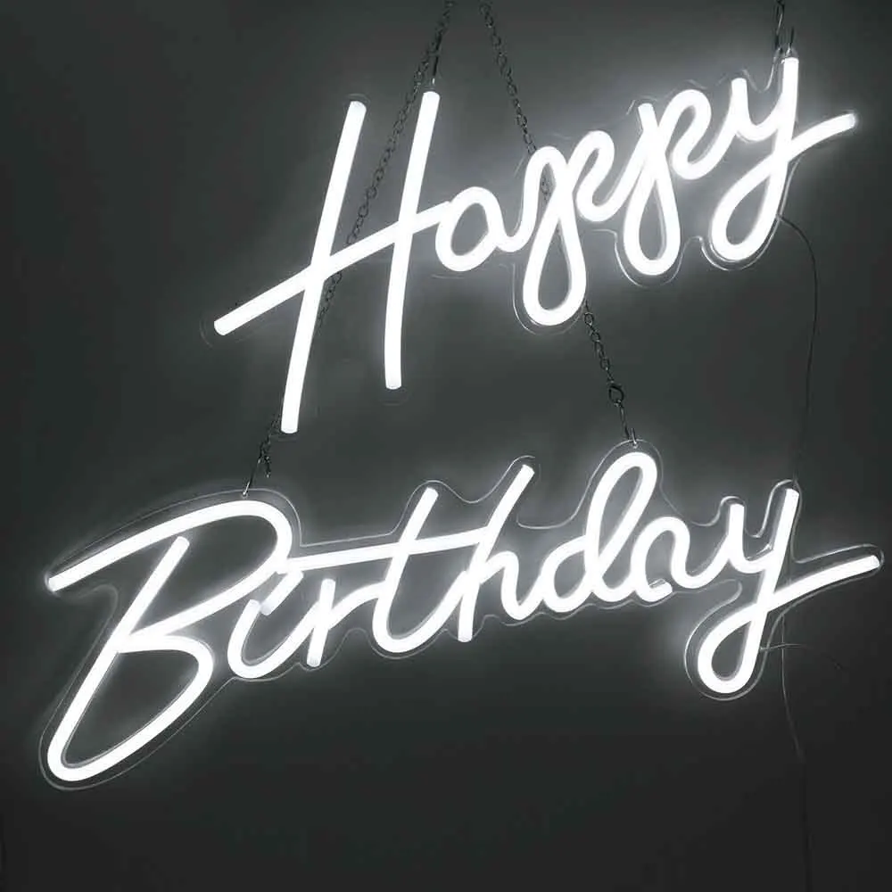 US $66.15 Custom 22x 16 Happy Birthday Led Flex Transparent Acrylic Neon Sign Light Letter Board Party Background Wall Decor Lights