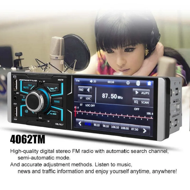 4,1 дюймов HD автомобильный стерео радио MP5 MP4 плеер 4062TM сенсорный экран bluetooth FM TF AUX автомобильные мониторы Поддержка камеры заднего хода