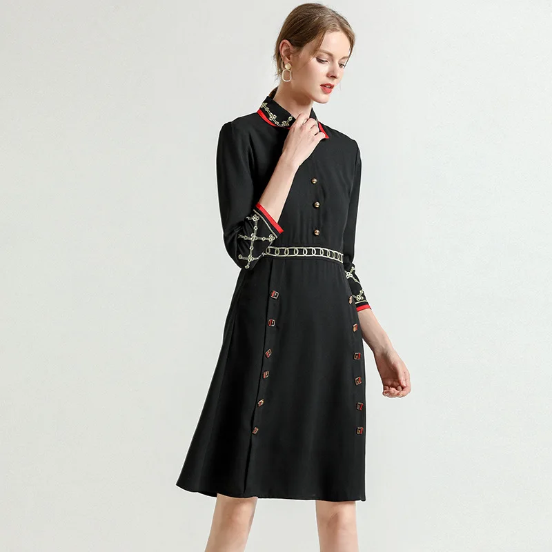 

2019 Summer New Style Europe And America WOMEN'S Dress New Style Peter Pan Collar Embroidery French Retro Fashion Slim Fit Mediu