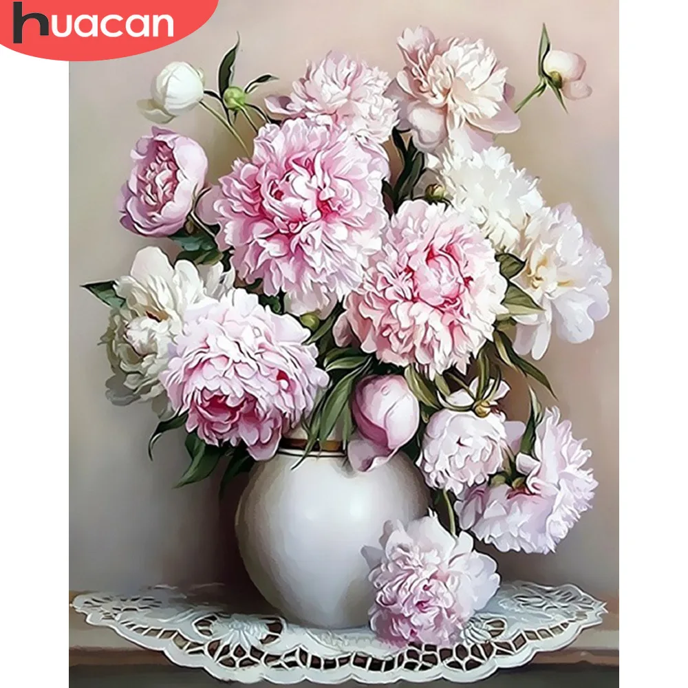 

HUACAN DIY Coloring By Numbers Flower In Vase Kits Drawing Canvas HandPainted Pictures Home Decoration Oil Painting By Numbers
