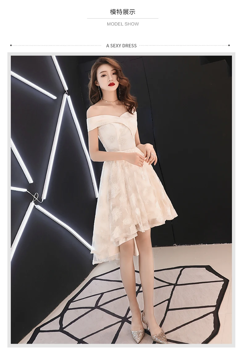 Off-white женские вечерние платья Мода стиль с открытыми плечами короткое дебютантное платье для дня рождения