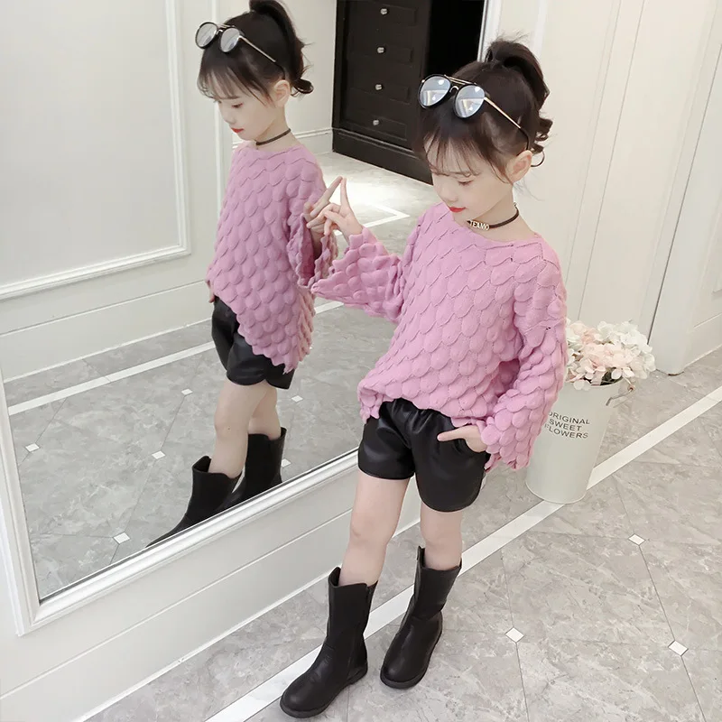 

2019 Autumn And Winter New Style Korean-style Girls Long Sweater Children Base Shirt Big Boy Sweater Loose Tops Fashion