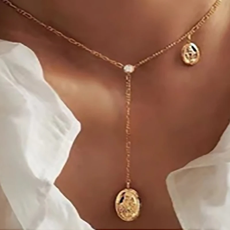 

Tocona Vintage Virgin Chain Coins Metal Chain Pendant Necklaces Long Boho Jewelery Goddess Catholic Choker Necklace 9240