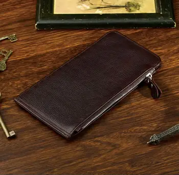 

YILUNXI 2020 Elegant genuine leather men moneybags business fashion male purse long pattern men's multiple card slots wallet