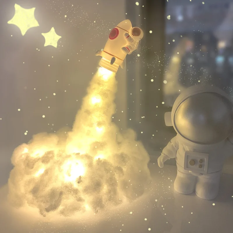 PheiLa LED Children's Room DIY Lights with Astronaut Rocket Lamp for Kids Bedroom LED Holiday Parties Decoration Lights led night light kit astronaut mini building blocks diy lights astronauts figurine decorative bedside lamp best gifts for kids