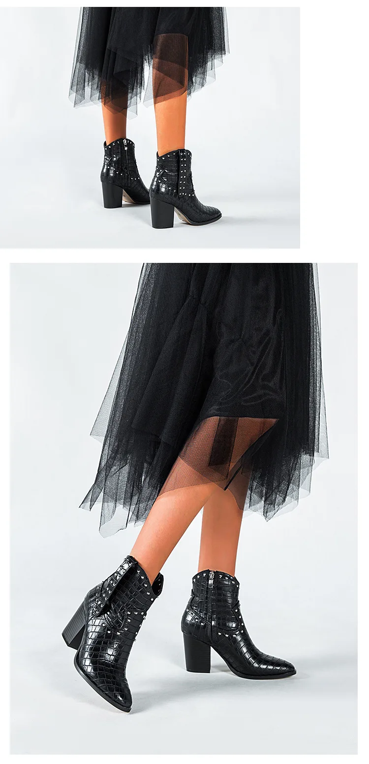 Модные ботинки в стиле панк; женские ботильоны на блочном каблуке 8 см; цвет черный, розовый; женские ботинки; размеры 36-43