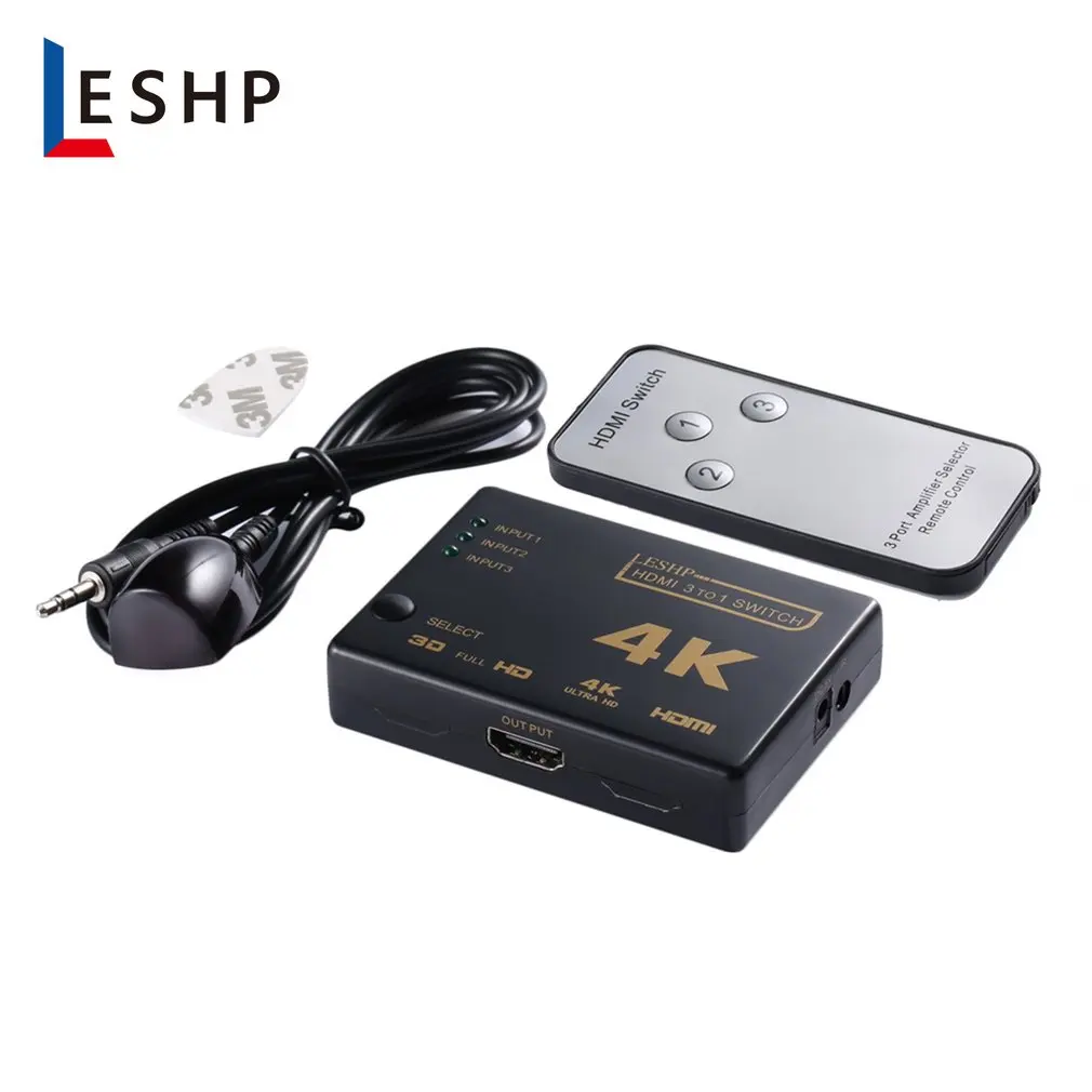 LESHP черный 3-1 4K 1080P HDMI переключатель видео аудио коммутатор разветвитель концентратор для PS4 HD tv HDML1.4b высокое разрешение