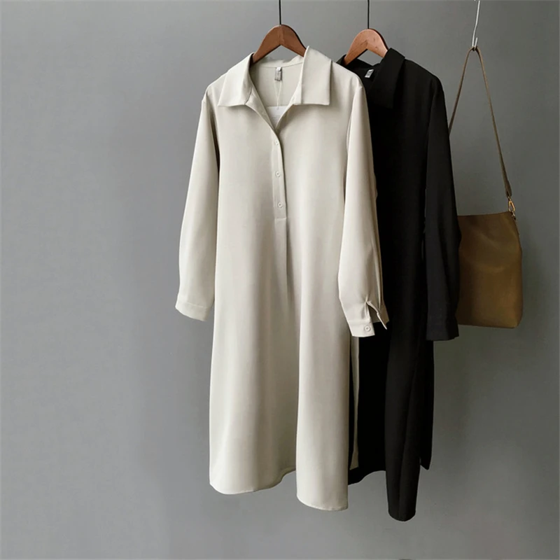 1 Women`s Coat Chiffon Dress Maternity Spring Autumn Lapel Long  Shirt Skirt Women Waist Slimming Coat Pregnancy Clothes