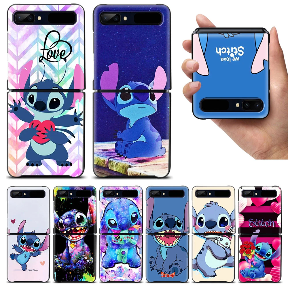 galaxy z flip3 case Stitch cute cartoon Shockproof Cover for Samsung Galaxy Z Flip Flip3 5G Black Phone Case Shell Hard Fundas Coque Capa galaxy z flip3 phone case