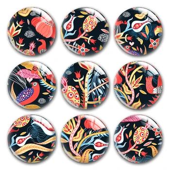 

Handmade Secret garden plants pattern Round photo glass cabochons demo flat back DIY collier jewlery Making findings accessory
