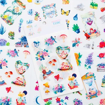 

6 Sheets/Pack Romantic Time Paper Sticker Adhesive Craft Stick Label Notebook Computer Phone DIY Decor
