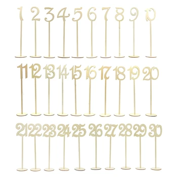 

Table Numbers, 1 to 30 Wood Wedding Table Numbers with Sturdy Holder Base for Party Home Decoration,30 Pcs