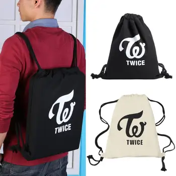

Drawstring Trendy Backpack Travel Canvas Backpack Men Women Fashion Drawstring Letters Shoulder Shopping Rucksack