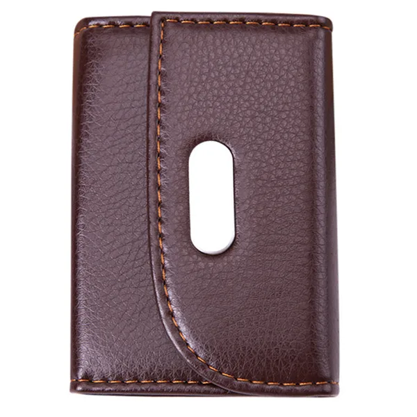 Тонкий RFID блокирующий кожаный кошелек держатель для кредитных карт кошелек для денег для мужчин и женщин модная сумка 10,5x7x2 см - Цвет: Coffee