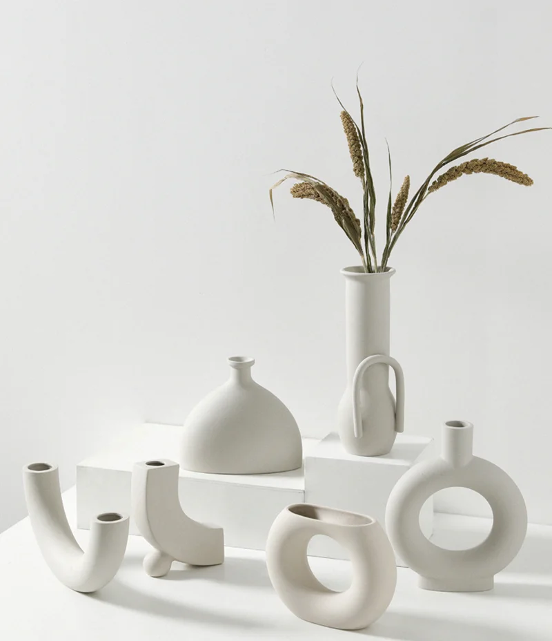 Liseng Vaso in ceramica per la decorazione della casa vaso da fiori in ceramica per la casa bianco vegetariano