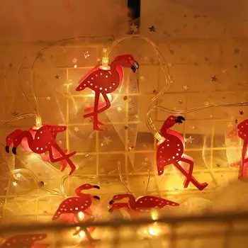 

Creative Iron Home Decoration Lighting Pink Flamingos Battery Garden String Light Christmas Holiday Party Girl Room Decor