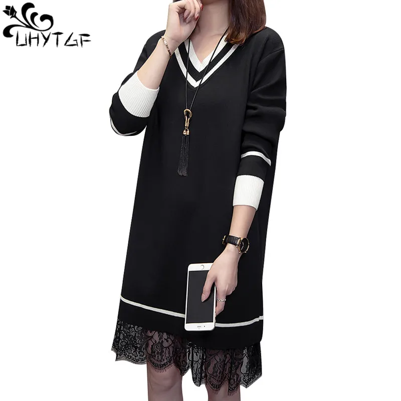 Vestidos De Punto Elegantes Vestido Punto Mujer Manga Larga - Túnica Con Botones, Bolsillos, Otoño-Invierno, Tallas S-XL Estilo Casual Elegante