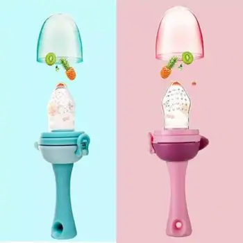 

1PC baby food supplement pacifier food grade silicone push pacifier soothing fruit and vegetable food bite bag