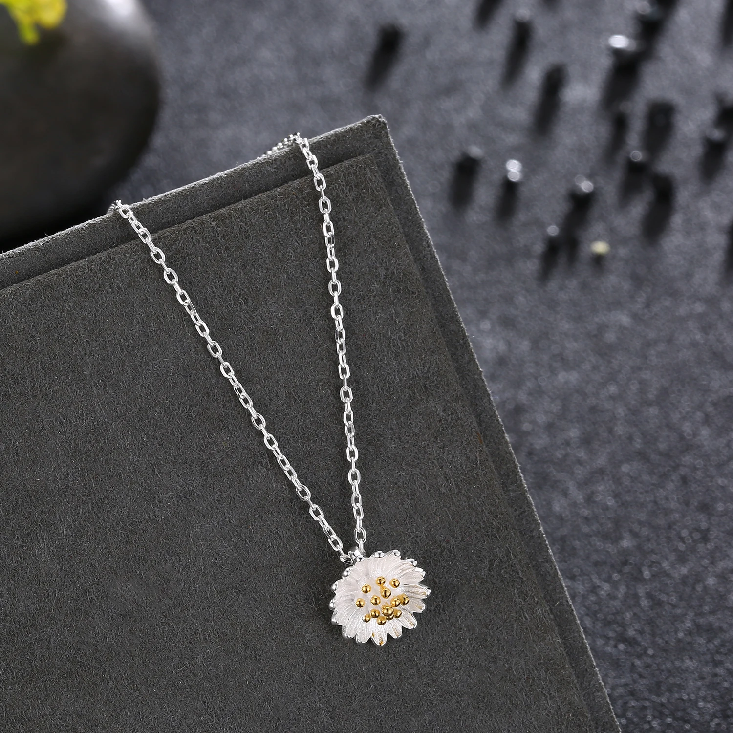 SILVERHOO Choker Necklaces For Women 925 Sterling Silver Trendy Daisy Long Chain Pendant Necklaces Female Fine Party Jewelry