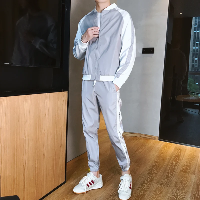 Autumn Sets Men's Slim Cardigan Jacket + Pants Fashion 2 Piece Set Men's Fashion New Youth Student Class Clothing 2 Piece Set