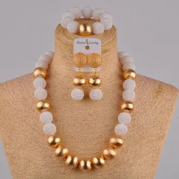 

white african beads jewelry set 24 inches simulated pearl necklace FZZ41
