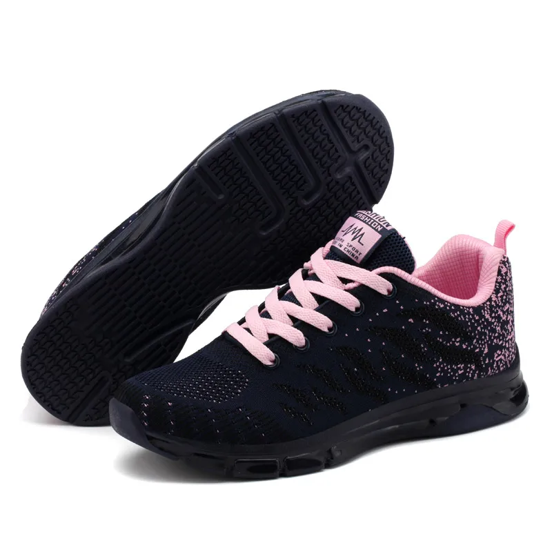 Akexiya/летняя спортивная обувь женщина сетки Для женщин кроссовки c воздушными подушками из вспененного материала; Zapatillas Deportivas Mujer черные бегуны фитнес