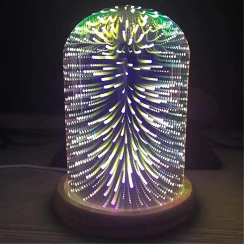 3D светящийся ночник цветной стеклянный абажур из цельного дерева LED-USB прикроватная атмосфера для дома спальни декоративная бутылка праздничные подарки