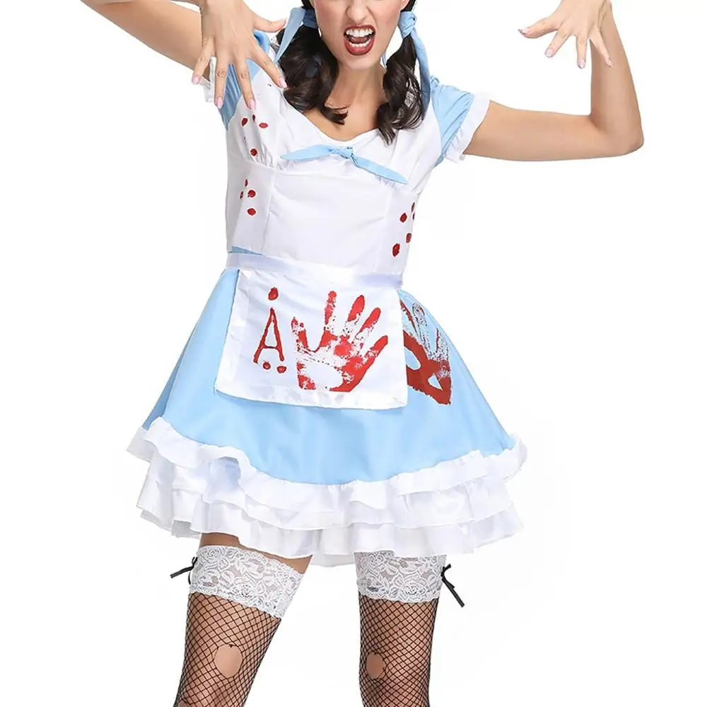 Хэллоуин косплей костюмы для взрослых женщин сексуальное платье горничной