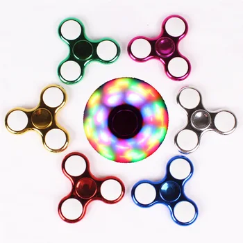 

Fidget Spinner Tip of The Finger Gyro ABS Plastic Three Gears with Lamp Electroplating Luminous Finger Toy for Children