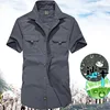 Mens Summer Short Sleeve Outdoor Shirt Pockets Quick Dry Blouse Mountaineering Hiking Fishing Military Working Clothes Big Size ► Photo 2/6