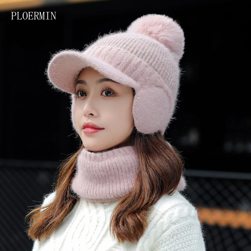 Women's Winter Pompom Hat Knitted Warm Beanie 