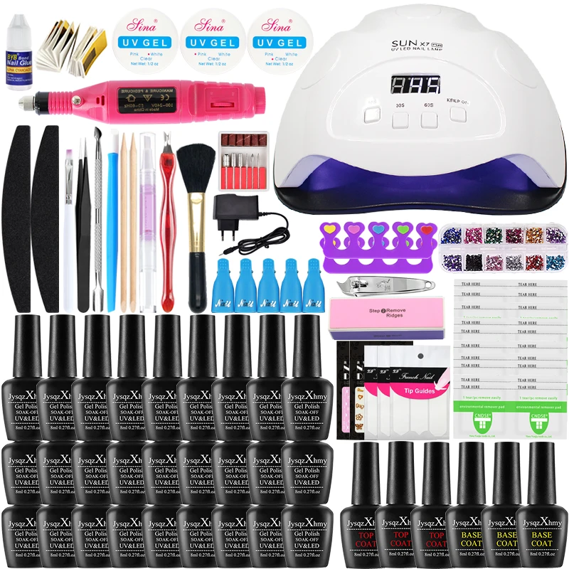 

Nail Set for Manicure Kit electric Machine Nail drill 84/54/24W Lamp Dryer 27/18/10 pcs Nail Gel Polish Kit Manicure Tool Set