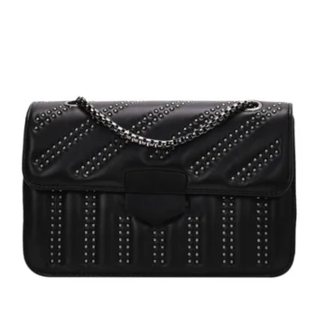 

Small Leather Crossbody Bags for Women with Rivets Designer Chain Strap Female Shoulder Bag Casual Ladies' Messenger Flap Bags