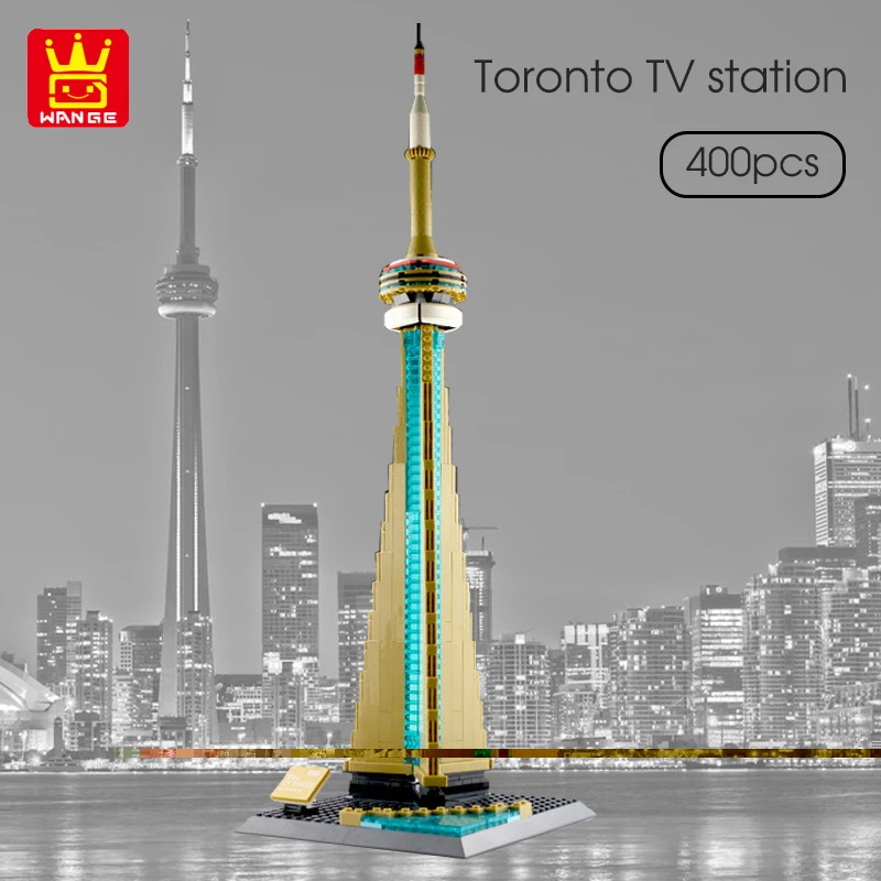 zur Montage mit Bausteinen Wange CN Tower von Toronto Architektur-Modell 