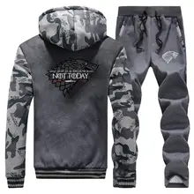 *#Best Price Game Of Thrones Winter Men Set Warm Suit Thick Hooded Jacket+Pants 2PC Sets Coat Not Today Zipper Mens Hoodies Fleece Tracksuit *#Best Price Game Of Thrones Winter Men Set Warm Suit Thick Hooded Jacket+Pants 2PC Sets Coat Not Today Zipper Mens Hoodies Fleece Tracksuit