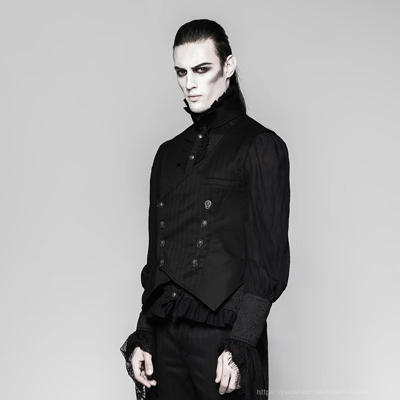 50% OFF PUNK RAVE Gothic Gentleman Stripe Palace Chinese Style Buckle Decoration Classic Punk Men Vest Noble Victorian Party Clothes