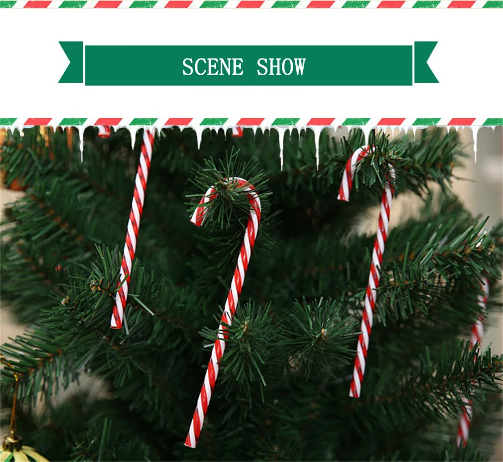 6/12pcs Christmas Tree Decor Candy Cane Red Plastic Crutch Hanging Ornament for Xmas New Year 2022 Decoration Gift | Игрушки и хобби