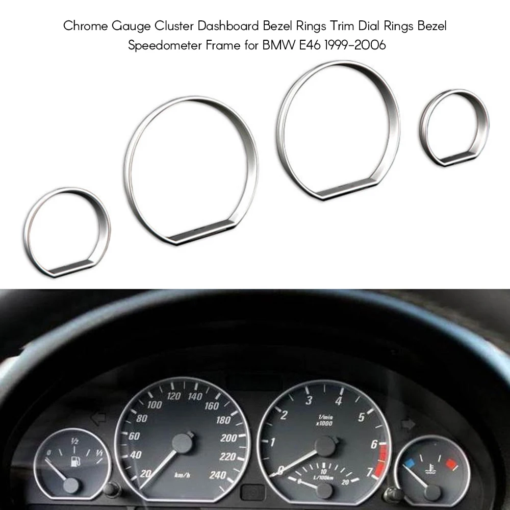 Chrome Gauge Cluster Dashboard Bezel Rings Trim Dial Speedometer Frame for BMW E46 1999-2006 | Автомобили и мотоциклы