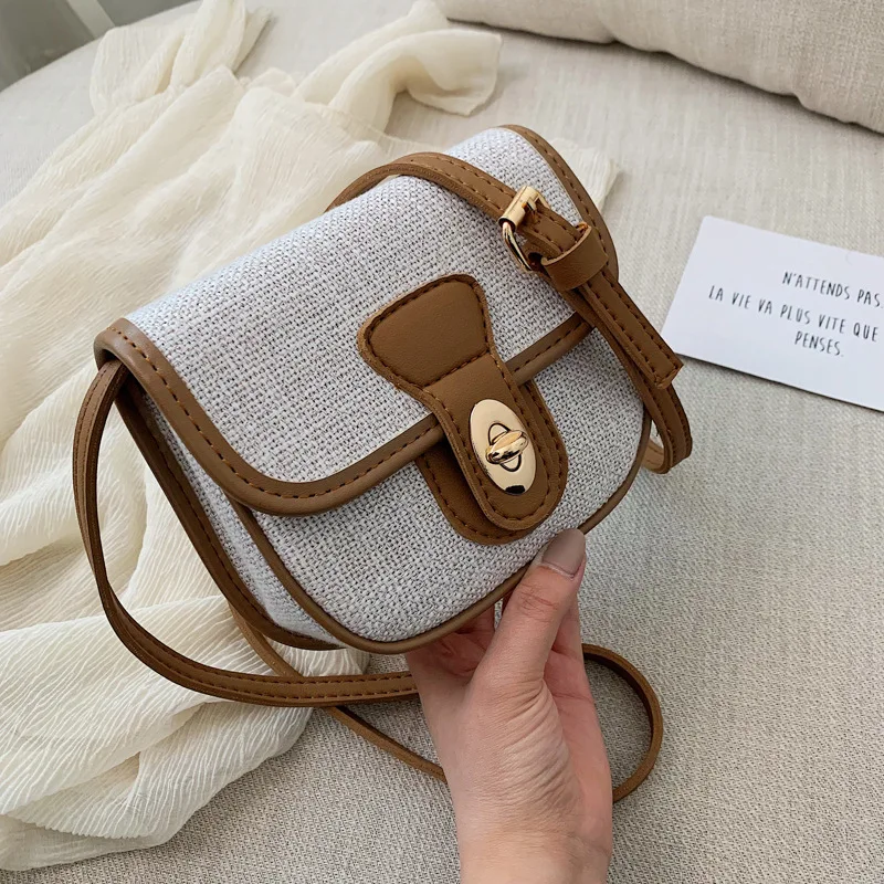

Summer women 2019 new tide fashion contrast color saddle bag Joker ins casual shoulder Messenger bag porte carte