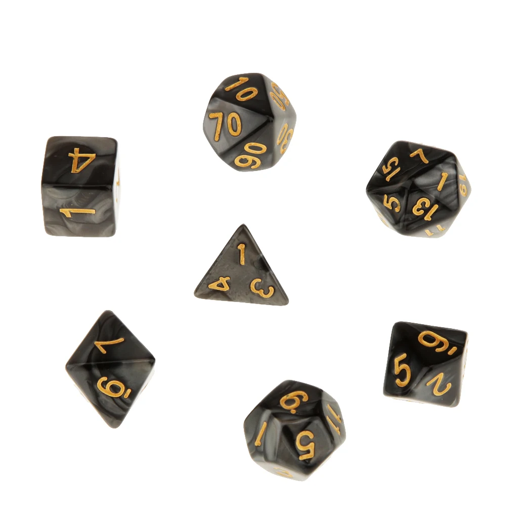 7pcs TRPG Games Parts D&D Gaming Dices D4-D20 Acrylic Dices 6 Colors Available