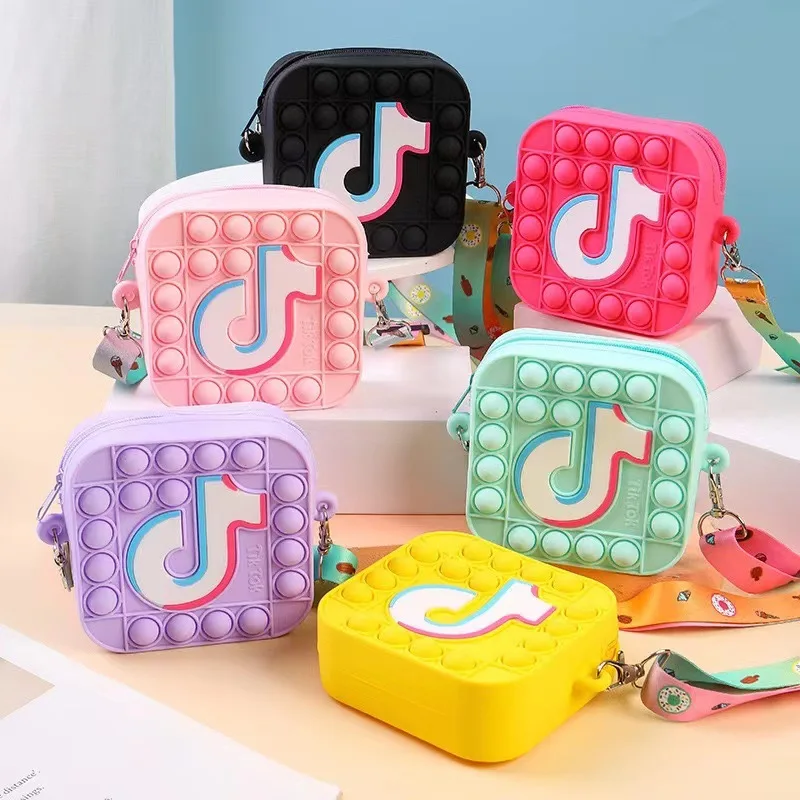 Модные популярные игрушки-антистресс It Push Bubble Toy Радужный Кошелек для монет