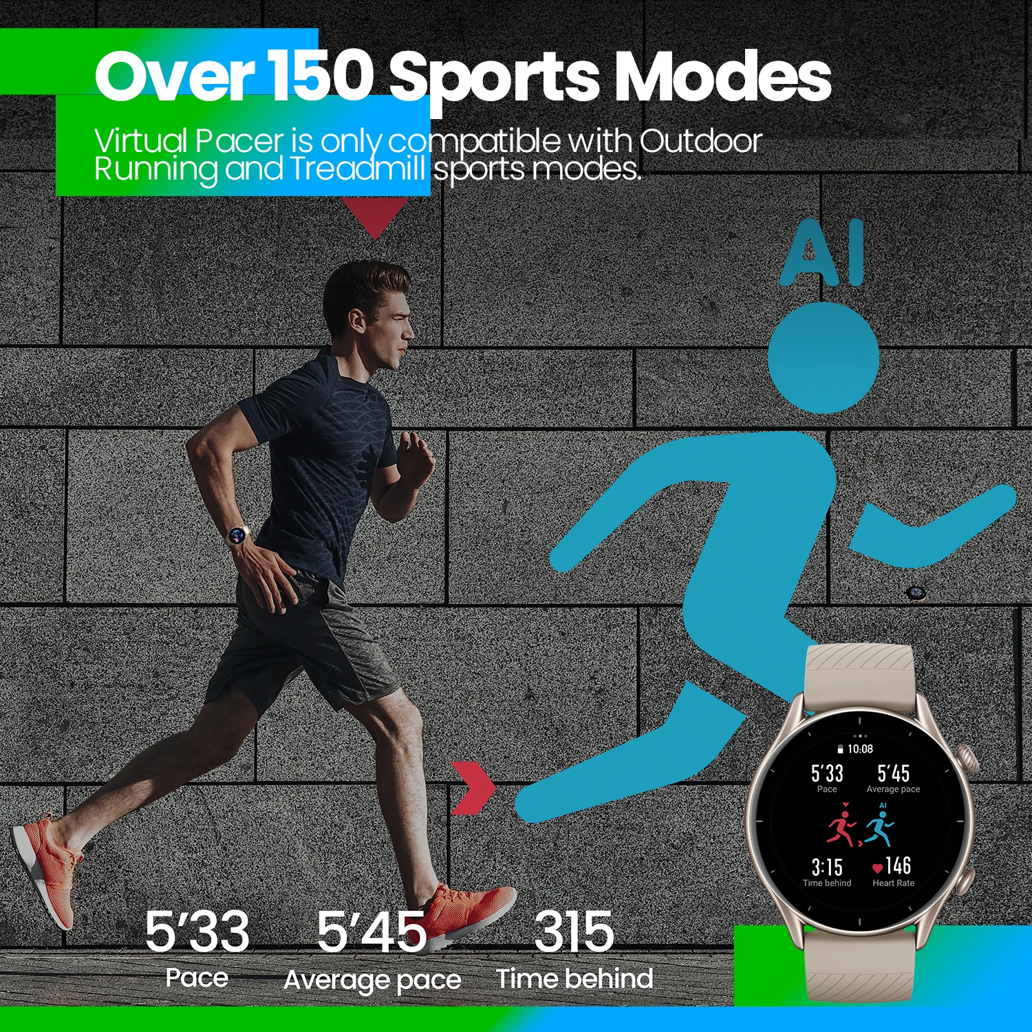 Reloj inteligente Amazfit GTS 3 para mujer, Alexa integrada, rastreador de  salud y estado físico con GPS, 150 modos deportivos, pantalla AMOLED de  1,75 pulgadas, batería de 12 días de duración, seguimiento