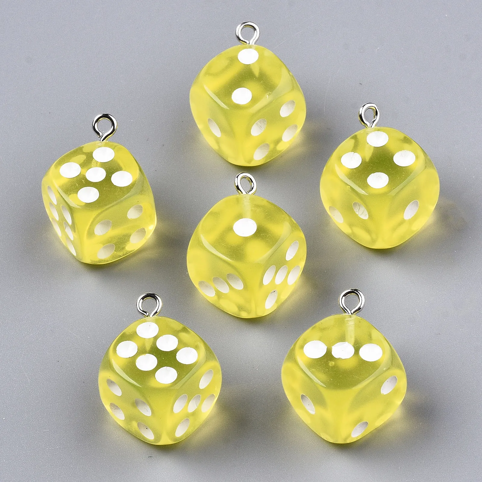 100Pcs 19x23mm Transparent Resin Cube Dice Pendants Charms Cabochon For Keychain Earring DIY Handmade Jewelry Making Accessories