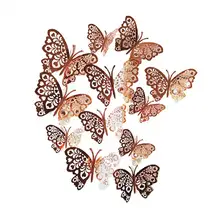 

80%HOT12Pcs Hollow 3D Butterfly Wall Sticker Decal Living Room Cafe Bedroom Decor